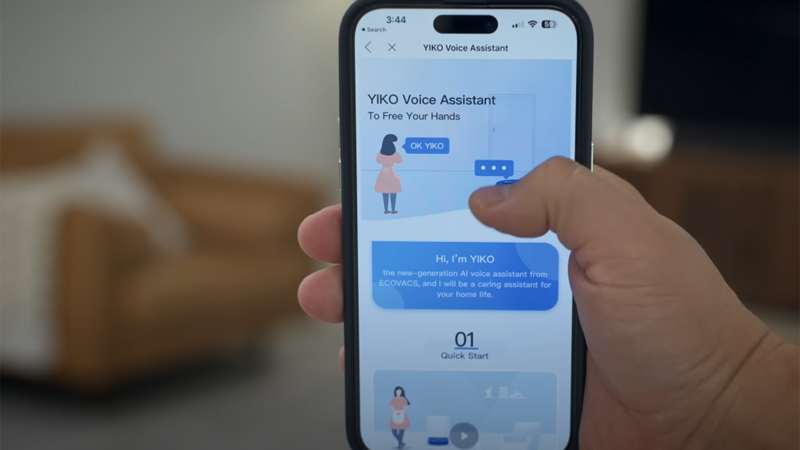 virtual assistant yiko on the ecovacs home app